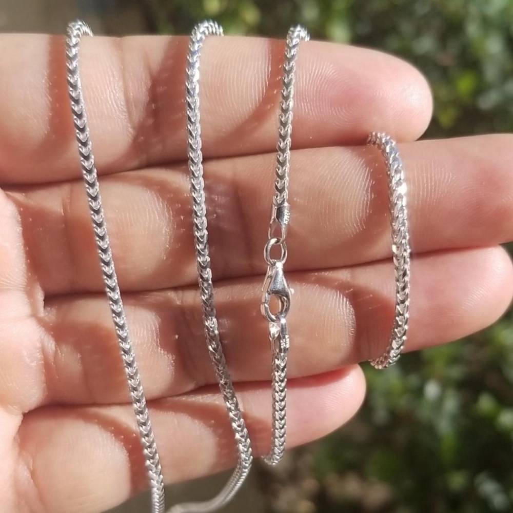 Sterling Silver 925 Rhodium finish Franco 180 Chain 2mm 20"